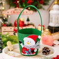 Grüner Filz-Weihnachtskorb mit 3D-Schneemann-Motiv für Süßigkeiten und Geschenke - Schneemann / Grün