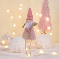Angelo di Natale in peluche rosa con ali di paillettes dorate e cappello a maglia - Rosa