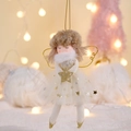 Pink Christmas angel pendant with white mesh dress and gold star on a festive tree - Puffy Skirt Angel Girl Pendant / Apricot