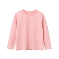 Minimalist kids long sleeve cotton t-shirt in solid pastel pink for girls and boys - 130 / Pink
