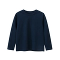 Classic dark blue long-sleeve cotton T-shirt for children with a minimalist solid color design - 130 / Royal Blue