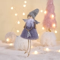 Pendaglio angelo di Natale rosa in peluche con cappello grigio e ali argentate - Grigio