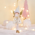 White and gold plush Christmas angel doll with sequin skirt and golden wings pendant - White