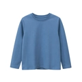 Classic round neck long sleeve T-shirt in solid dusty blue color for children - 130 / Military Blue