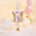 Cute pink Christmas angel ornament with plush dress and gold wings on a decorated tree - Apricot Hairball Hat Girl Pendant