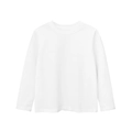 Classic kids' long-sleeve round neck t-shirt in solid white soft cotton fabric - 130 / Off White