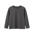 Classic charcoal grey long sleeve cotton T-shirt with ribbed crew neck for children - 130 / Dark Gray