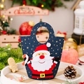 Sacchetto regalo di Natale in denim blu con Babbo Natale in feltro e stelle oro - Babbo Natale