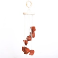 Natural Red Jasper stone wind chime with wooden ring and hand-woven hanging cord - Red Jasper