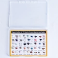 Educational set of 45 natural semi-precious stones and crystals in a labeled storage box - English Version
