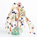 Handmade willow-style crystal tree with colorful gemstones and green fluorite base - Multicolor Crystal with Fluorite Base