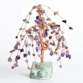 Amethyst crystal tree on green fluorite base with weeping willow copper wire branches - Amethyst with Fluorite Base