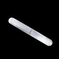 Polished white selenite crystal massage wand with natural fibrous texture on black background - Cylindrical Massage Wand / White