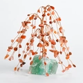 Handmade red agate crystal willow tree with copper wire and green fluorite base - Red Agate with Fluorite Base