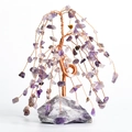 Amethyst crystal tree with copper wire weeping willow branches on natural stone base - Amethyst with Amethyst Base