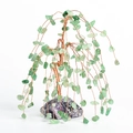 Green aventurine crystal tree with copper wire and purple amethyst base for desk decor - Green Aventurine with Amethyst Base