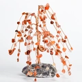 Weeping willow crystal tree with red agate leaves and natural grey stone base - Red Agate with Amethyst Base