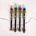 Handmade crystal energy wands set with tree of life metal core and natural stone clusters - Tree of Life Element - Rose Red