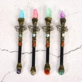 Vintage octopus metal magic wands with assorted natural crystal points and gems - Octopus Element - Rose Red