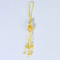 Handmade woven keychain with raw yellow crystal stone and braided tassel detail - Citrine