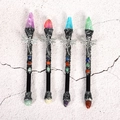 Dragonfly crystal magic wands set with resin wood grain and vibrant gemstones - Dragonfly Element - Rose Red