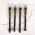 Gothic crystal magic wands set with metal spider motifs and natural gemstone tips - Spider Element - Rose Red