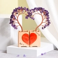 Paire d'arbres en améthyste avec socle en forme de cœur et inscription Love - Style Couple Cœur / Améthyste