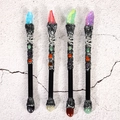 Zodiac magic wands with natural crystal points, dragon embossing, and resin stone bodies - Mermaid Element - Rose Red
