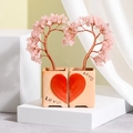 Arbre en cristal rose en pots de céramique cœur avec gravure Love pour déco - Style Couple Cœur / Quartz rose