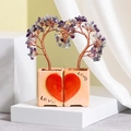 Ensemble d'arbres en cristal d'améthyste avec socle en céramique coeur et texte Love - Style Couple Cœur / Fluorite Colorée