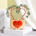 Arbres en cristal d'aventurine verte avec base en forme de cœur et gravure Love - Style Couple Cœur / Aventurine Verte
