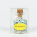 Pierre d'amazonite naturelle en bouteille de verre avec liège et boîte d'affichage - Amazonite