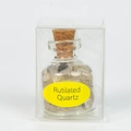 Cristaux de quartz rutilé naturel dans une fiole en verre avec bouchon en liège - Quartz Rutilé