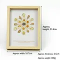 Metatron crystal grid frame with yellow citrine and dimensions 21.8x16.7cm for abundance - Natural Wood Color