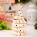 Spiral-Weihnachtsbaum aus Holzperlen in Naturfarbe mit Sternspitze als Deko - Natur Weihnachtsbaum
