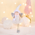 Pink Christmas angel pendant with white plush hat and silver wings for tree decor - White Hairball Hat Girl Pendant