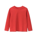 Classic red long-sleeved round neck cotton T-shirt for children in a solid minimalist style - 130 / Rusty Red