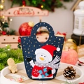 Sacchetto regalo di Natale in feltro blu con stelle dorate e pupazzo di neve in 3D - Pupazzo di Neve