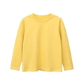 Classic bright yellow long sleeve cotton t-shirt for kids in a minimalist round neck style - 130 / Medium Yellow
