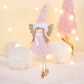 Pink plush Christmas angel doll ornament with golden wings and hat on festive background - Pink Hairball Hat Girl Pendant