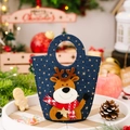 Sacchetto regalo natalizio in feltro blu con renna 3D e stelle dorate - Stile Alce