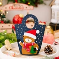 Sacchetto regalo di Natale in denim blu con orsetto 3D e stampe di stelle dorate - Stile orso