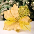 Künstliche champagnergoldene Weihnachtshilfe mit Glitzerrand und Pailletten - Gold