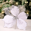 Silberne und weiße künstliche Weihnachtsstern-Blume mit Glitzer für den Weihnachtsbaum - Weiß