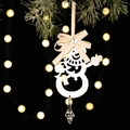 Décoration de sapin de Noël bonhomme de neige blanc avec nœud et goutte en cristal - Bonhomme de Neige