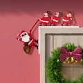 Christmas door frame decoration featuring Santa Claus with sunglasses and reindeer icons - Santa Claus and Reindeer Left Side