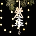 Décoration sapin de Noël en bois blanc avec nœud doré et pendentif en cristal - Style Arbre