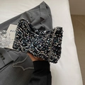 Borsa a tracolla alla moda con paillettes nere e catena d'argento dal look moderno - Colorato