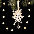 Star-shaped Christmas ornament with cream bow, gold trim and sparkling teardrop crystal - Star Style