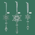 Set di 15 addobbi natalizi a fiocco di neve in acrilico trasparente con pendenti a prisma - Trasparente (Set di 15)